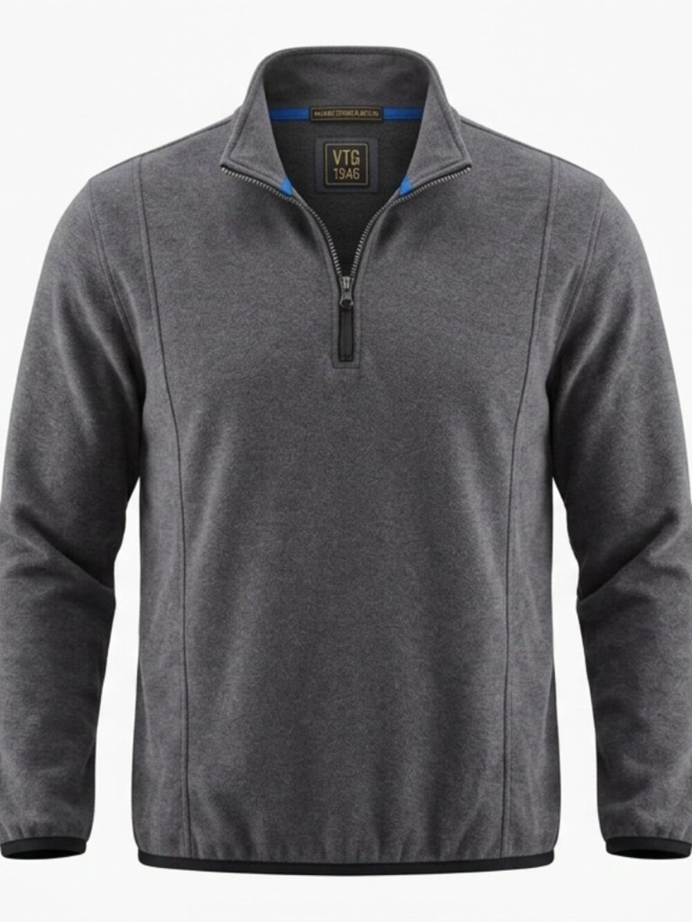 VTG 1946 Washed Stoned Beaten Mens XL 1/4 Zip Pullover Fleece Sweater Gray